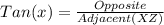 Tan(x)=\frac{Opposite}{Adjacent(XZ)}