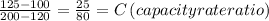 \frac{125-100}{200-120}=\frac{25}{80}=C\left ( capacity rate ratio\right )
