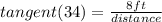 tangent(34)=\frac{8 ft}{distance}