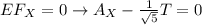 EF_{X}  = 0 \to A_{X}  -  \frac{1}{ \sqrt{5} } T = 0