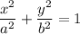 \dfrac{x^2}{a^2}+\dfrac{y^2}{b^2}=1