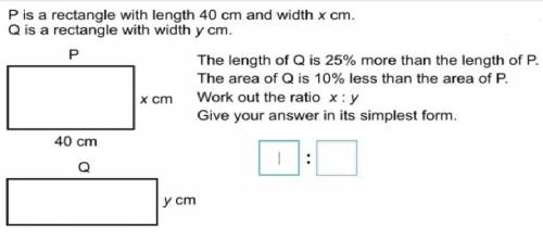 The length q is 25% more than the length of p. the area of q is 10% is less than the area of p. work