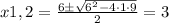 x1,2=  \frac{6 \pm \sqrt{6^2-4\cdot 1\cdot 9}}{2} =3