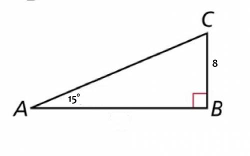 The measure of angle a is 15 and the length of side bc is 8 what are the lengths of the other two si