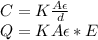 C=K\frac{A\epsilon }{d}\\ Q = {KA\epsilon} * E\\
