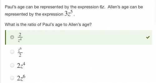 Pauls age can be represented by the expression 12z allens age can be represented by the expression 6