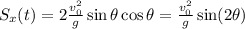 S_x(t) = 2  \frac{v_0^2}{g}  \sin \theta \cos \theta= \frac{v_0^2}{g} \sin (2\theta)