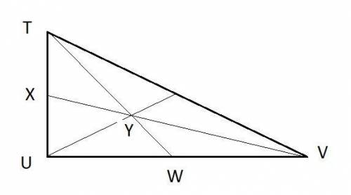 1.) in triangle tuv, y is the centroid. if yw=9, find ty and twa)ty=3, tw=12b)ty=6, tw=15c)ty=18, tw