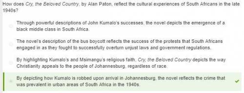 How does cry, the beloved country, by alan paton, reflect the cultural experiences of south africa i