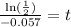 \frac{\ln(\frac{1}{2})}{-0.057}=t