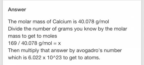 How many atoms are in 169g of calcium?