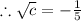 \therefore \sqrt{c}=-\frac{1}{5}