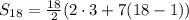 S_{18}=\frac{18}{2}(2\cdot3+7(18-1))