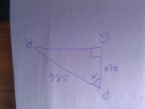 In δpqr, find the measure of ∡p. (4 points) triangle pqr where angle q is a right angle. pq measures