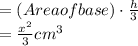 =(Area of base )\cdot \frac{h}{3}\\=\frac{x^2}{3} cm^3