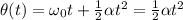 \theta (t)= \omega_0 t+ \frac{1}{2} \alpha t^2 = \frac{1}{2} \alpha t^2
