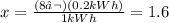 x= \frac{(8€)(0.2 kWh)}{1kWh}=1.6