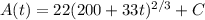 A(t)=22(200+33t)^{2/3}+C