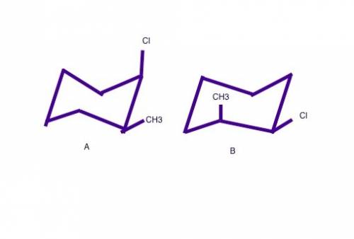 Draw the two chair conformations of cis 1 chloro 2 methylcyclohexane