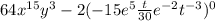 64x^{15}y^{3}-2(-15e^{5}\frac{t}{30}e^{-2}t^{-3})^{0}