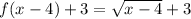 f(x-4)+3= \sqrt{x-4}+3