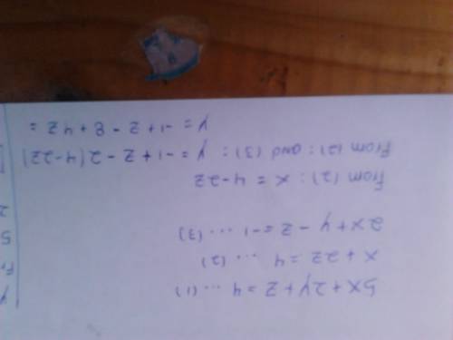 ﻿what is the solution to the following system?   5x+2y+z=4 x+2z=4  2x+y-z=-1a. x = 0, y = 1, z = 2b.