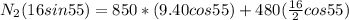 N_2(16 sin55) = 850*(9.40cos55) +480(\frac{16}{2}cos55)