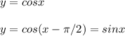 y=cosx\\&#10;\\&#10;y=cos(x-\pi/2)=sinx\\