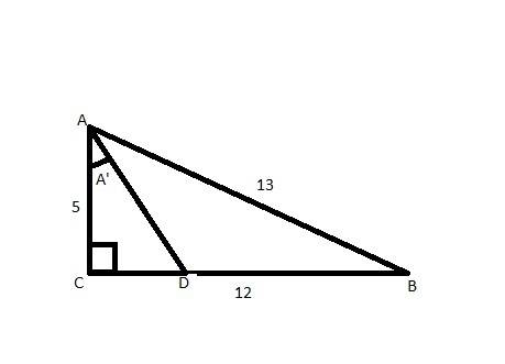 In a right triangle δabc, the length of leg ac = 5 ft and the hypotenuse ab = 13 ft. find:  chapter
