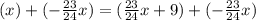 (x)+(-\frac{23}{24}x)=(\frac{23}{24}x+9)+(-\frac{23}{24}x)