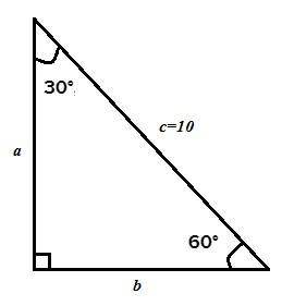Atriangle has angles that measure 30o, 60o, and 90o. the hypotenuse of the triangle measures 10 inch