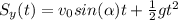 S_y(t)=v_0 sin (\alpha ) t+ \frac{1}{2}gt^2