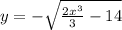 y = -\sqrt{\frac{2x^3}{3} -14}
