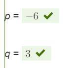 Solve the system of equations using the linear combination method.  {5p−3q=−39  {−2p−3q=3  enter you