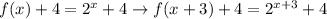 f(x)+4=2^x+4 \rightarrow f(x+3)+4=2^{x+3}+4
