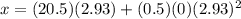 x = (20.5)(2.93) + (0.5)(0)(2.93)^{2}