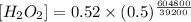 [H_{2}O_{2}]= 0.52\times (0.5)^{\frac{604800}{39200}}