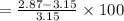 =\frac{2.87-3.15}{3.15}\times 100