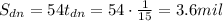S_{dn}=54 t_{dn}=54 \cdot  \frac{1}{15} = 3.6 mil