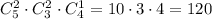 C_5^2\cdot C_3^2\cdot C_4^1=10\cdot 3\cdot 4=120
