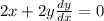 2x+2y\frac{dy}{dx}=0