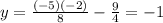 y= \frac{(-5)(-2)}{8}- \frac{9}{4}=-1