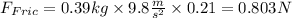 F_{Fric}=0.39kg \times 9.8 \frac{m}{s^2} \times 0.21=0.803N
