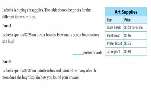 Problem:  isabella is buying art supplies the table shows the prices for the items she buy |table :