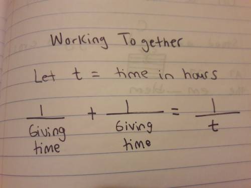 When solving a working together application, if t represents the time that it takes to complete a