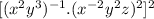 [(x^{2}y^{3})^{-1}.(x^{-2}y^{2}z)^{2}]^{2}