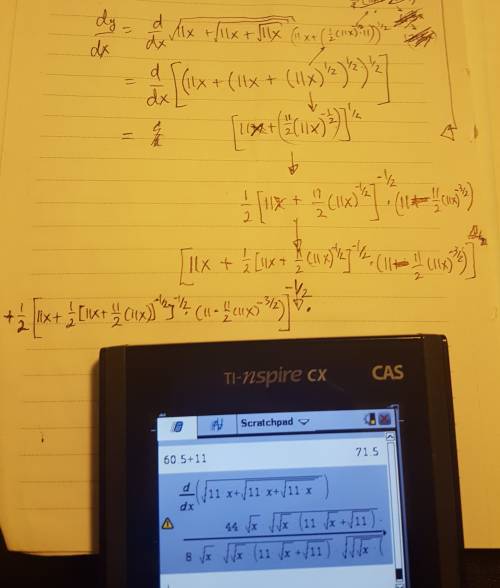 Find the derivative of the function. y = √(11x + √(11x + (√