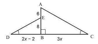 The two triangles are similar. what is the value of x?  enter your answer in the box. x =