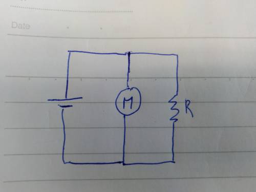 Sketch the circuit labeling the meter and bulb as two separate resistors connected in parallel to th