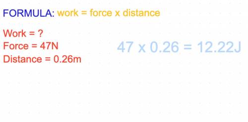 Calculate the work done by a 47 n force pushing a pencil 0.26 m.do not include units but know that w